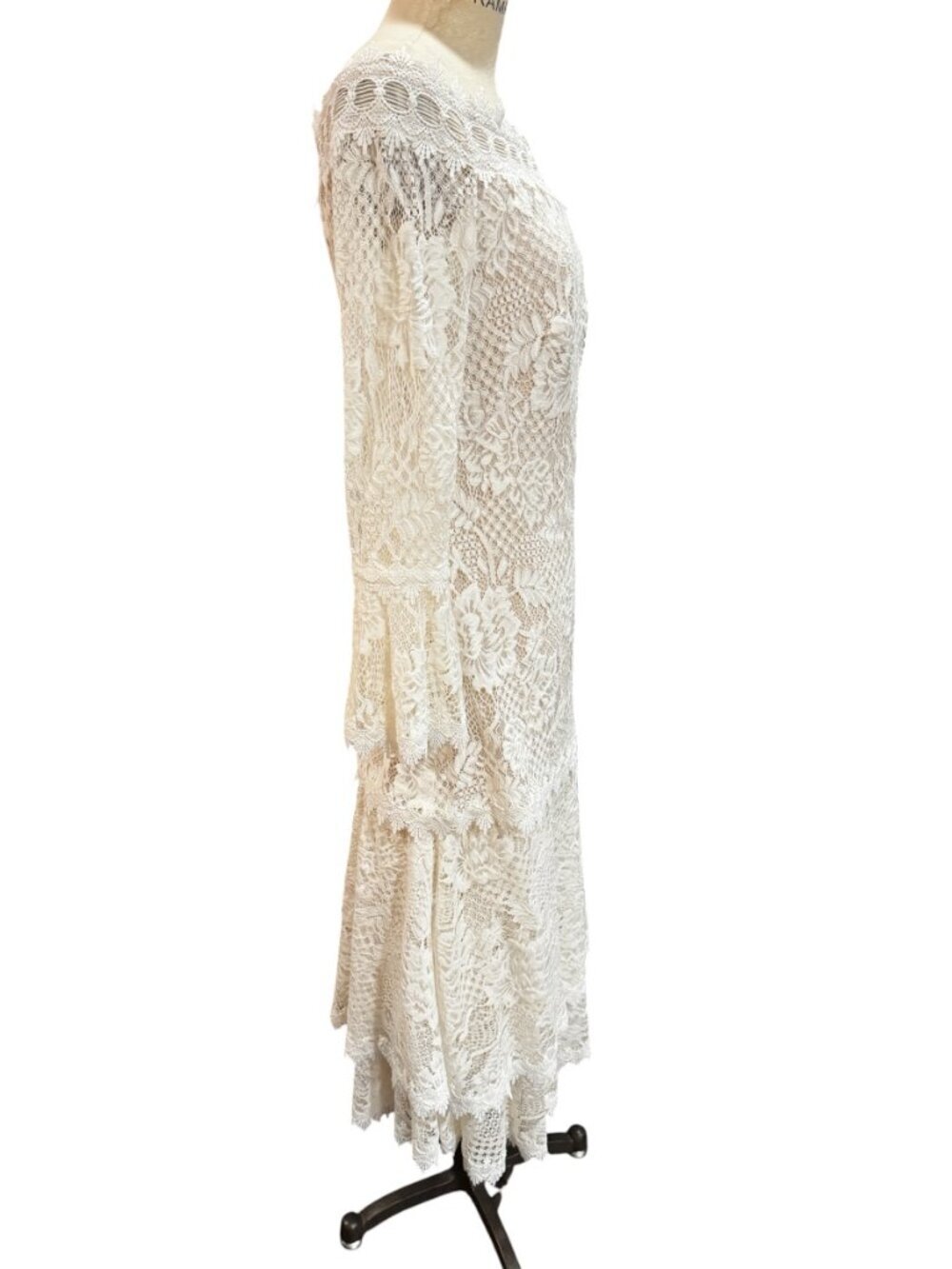 Tadashi Shoji Corbin Lace Off Shoulder Dress Bell Sleeve White Size 10 - Picture 7 of 11